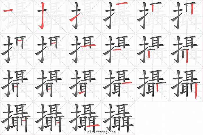 攝字笔顺分步演示图