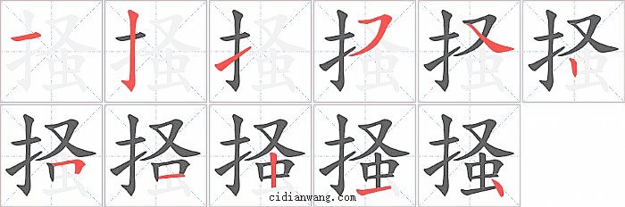 掻字笔顺分步演示图