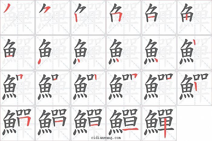 鱓字笔顺分步演示图
