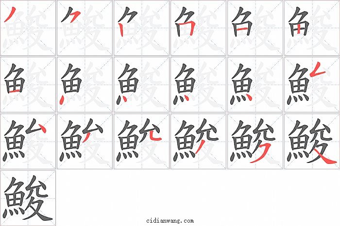 鮻字笔顺分步演示图