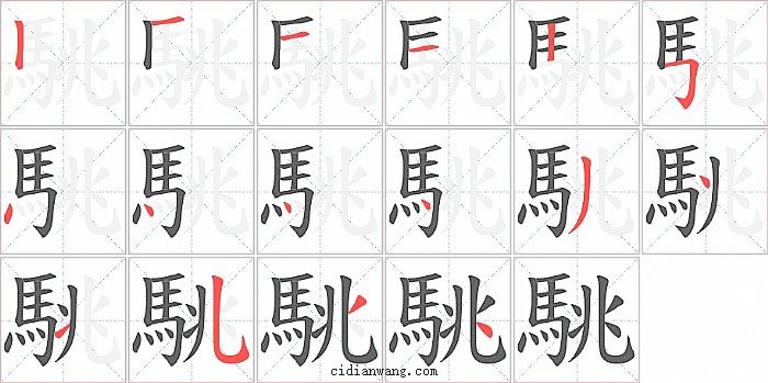 駣字笔顺分步演示图