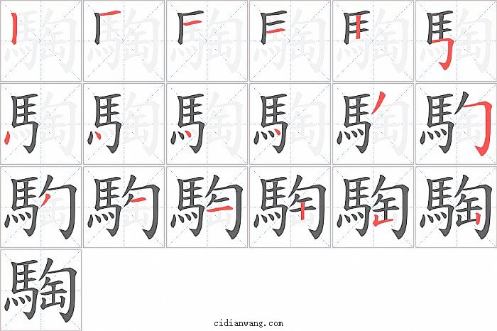 騊字笔顺分步演示图