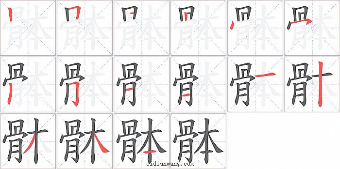 骵字笔顺分步演示图