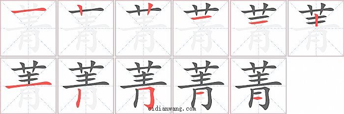 菁字笔顺分步演示图