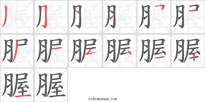腛字笔顺分步演示图