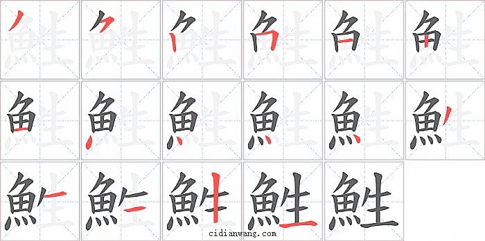 鮏字笔顺分步演示图