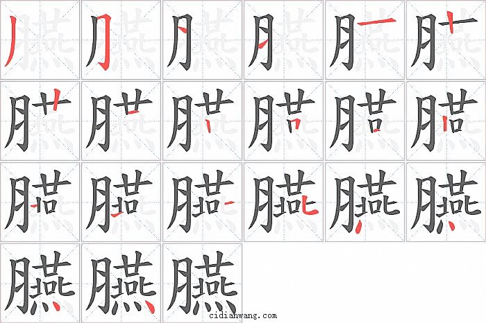 臙字笔顺分步演示图