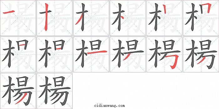 楊字笔顺分步演示图