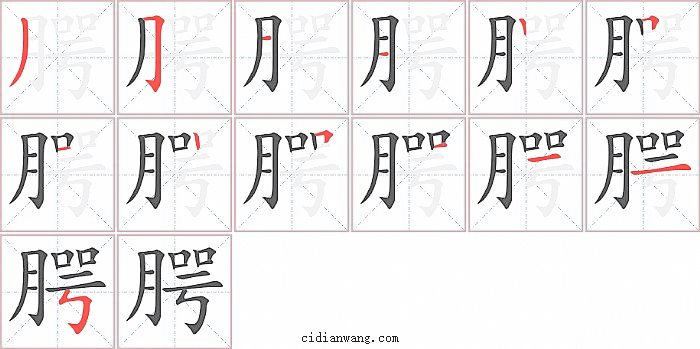 腭字笔顺分步演示图