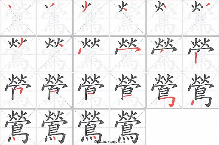 鶯字笔顺分步演示图