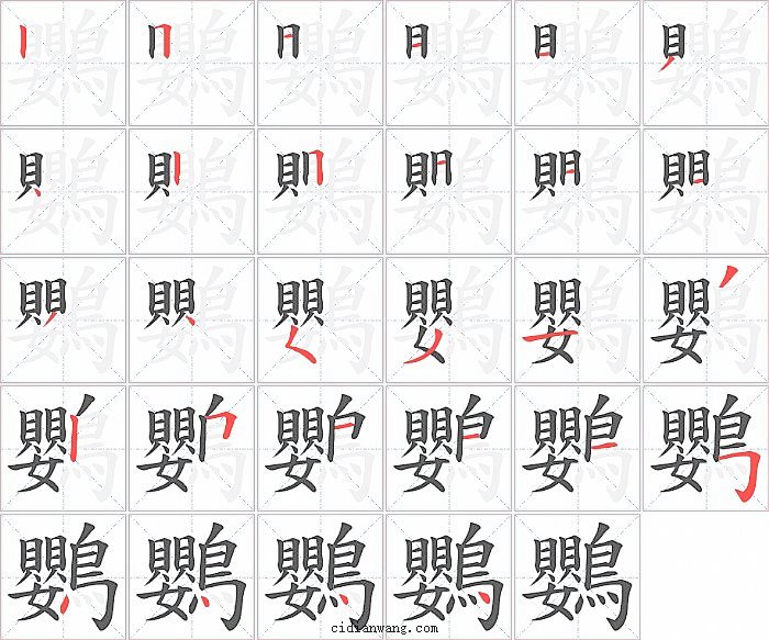 鸚字笔顺分步演示图
