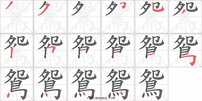鴛字笔顺分步演示图