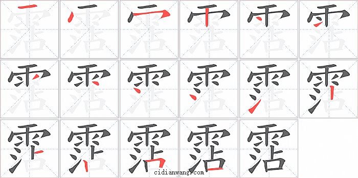 霑字笔顺分步演示图