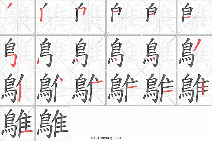 鵻字笔顺分步演示图