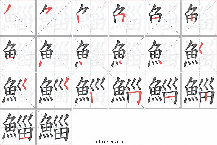 鯔字笔顺分步演示图