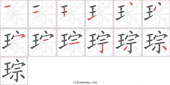 琮字笔顺分步演示图
