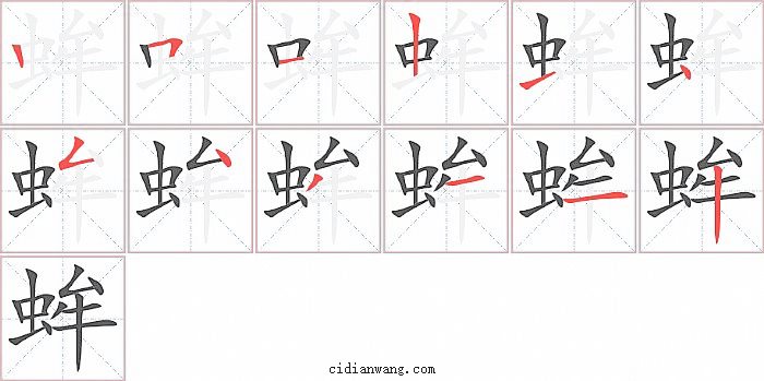 蛑字笔顺分步演示图
