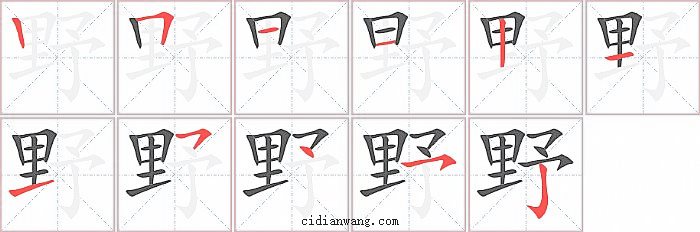野字笔顺分步演示图