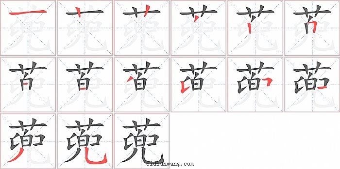蔸字笔顺分步演示图