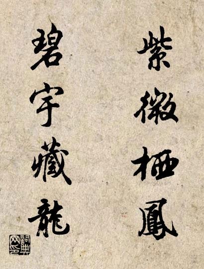 紫微栖凤 碧宇藏龙对联书法作品欣赏