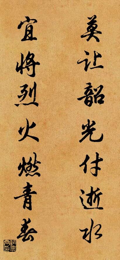 莫让韶光付逝水 宜将烈火燃青春对联书法作品欣赏
