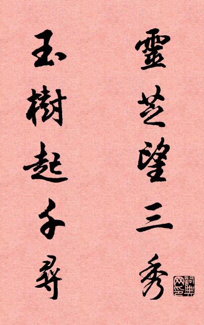 灵芝望三秀 玉树起千寻对联书法作品欣赏