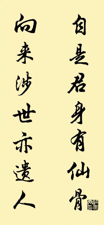 自是君身有仙骨 向来涉世亦遗人对联书法作品欣赏