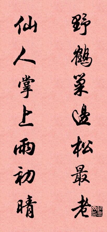 野鹤巢边松最老 仙人掌上雨初晴对联书法作品欣赏