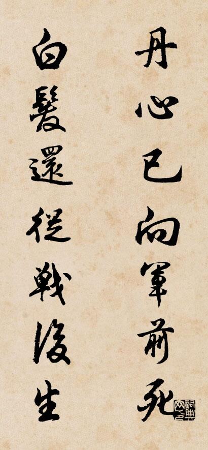 丹心已向军前死; 白发还从战后生。对联书法作品欣赏