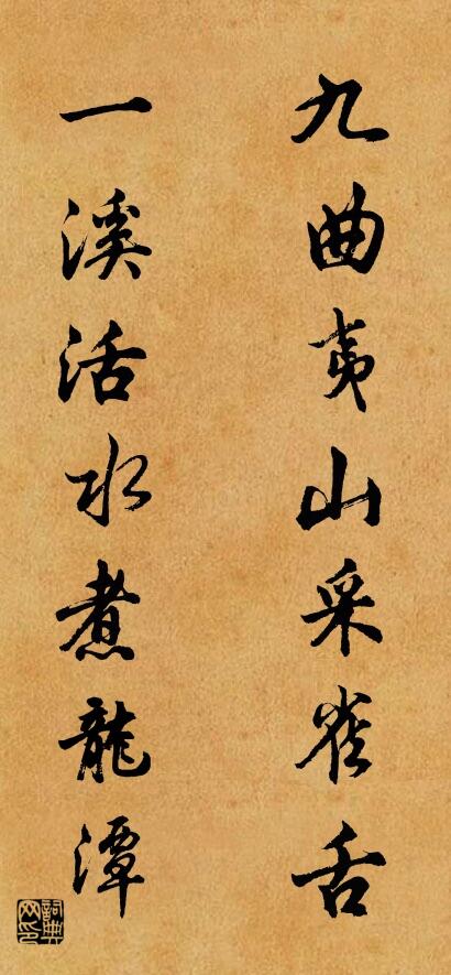 九曲夷山采雀舌 一溪活水煮龙潭对联书法作品欣赏