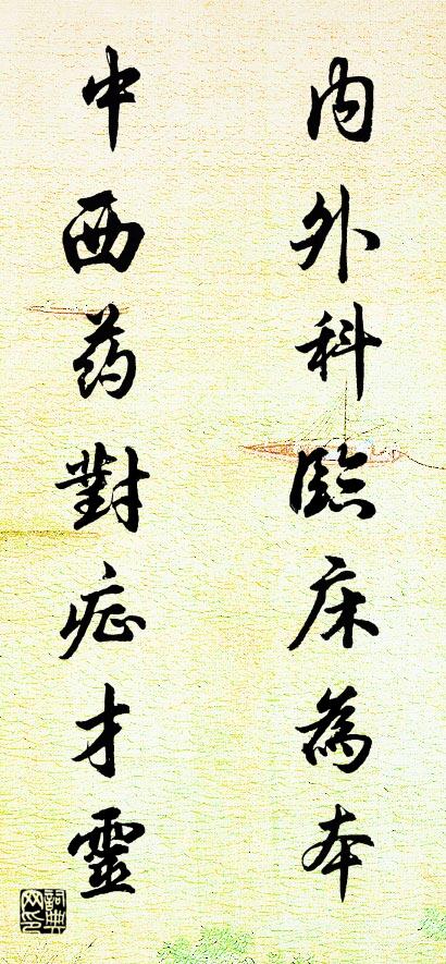 内外科临床为本 中西药对症才灵对联书法作品欣赏