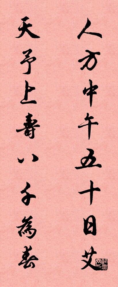 人方中午五十日艾 天予上寿八千为春对联书法作品欣赏