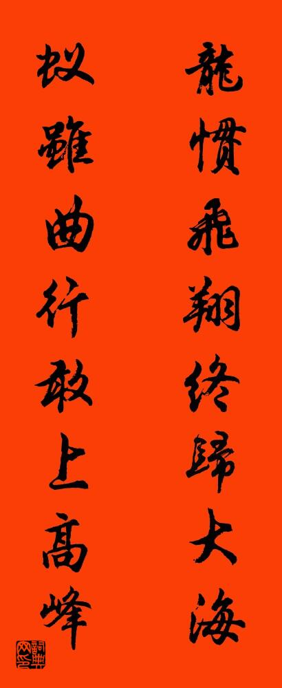 龙惯飞翔终归大海 蚁虽曲行敢上高峰对联书法作品欣赏