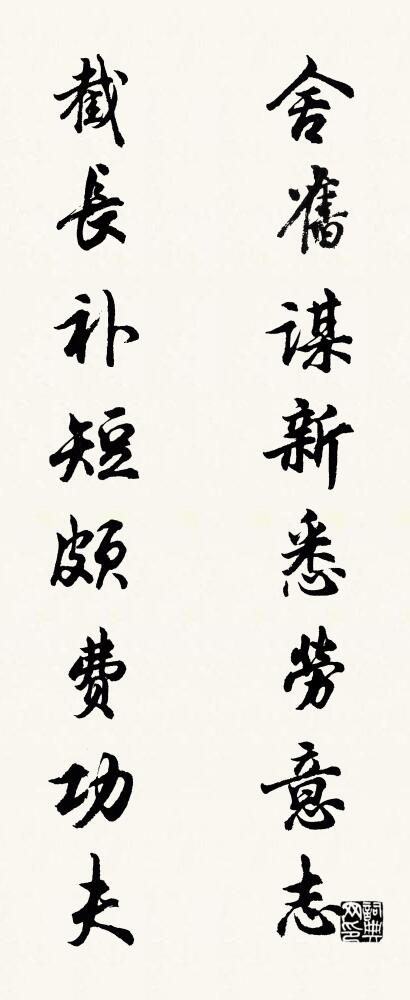 舍旧谋新悉劳意志 截长补短颇费功夫对联书法作品欣赏