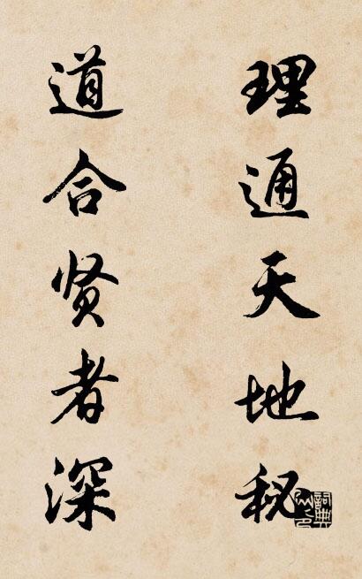 理通天地秘 道合贤者深对联书法作品欣赏