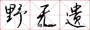 野无遗怎么写好看