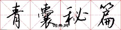青囊秘篇怎么写好看