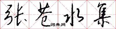 张苍水集怎么写好看