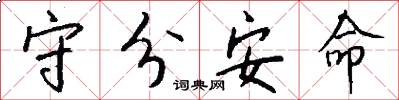 守分安命怎么写好看