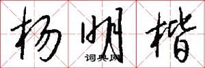 杨明楷怎么写好看