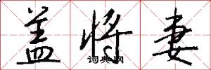 盖将妻怎么写好看
