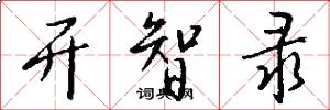 开智录怎么写好看