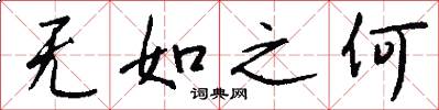 无如之何怎么写好看