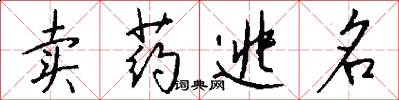 卖药逃名怎么写好看