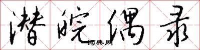 潜皖偶录怎么写好看