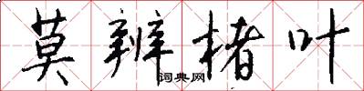 莫辨楮叶怎么写好看