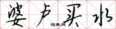 婆卢买水怎么写好看