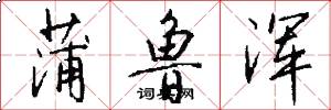 蒲鲁浑怎么写好看