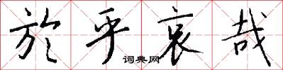 於乎哀哉怎么写好看