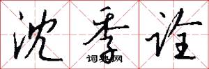 沈季诠怎么写好看